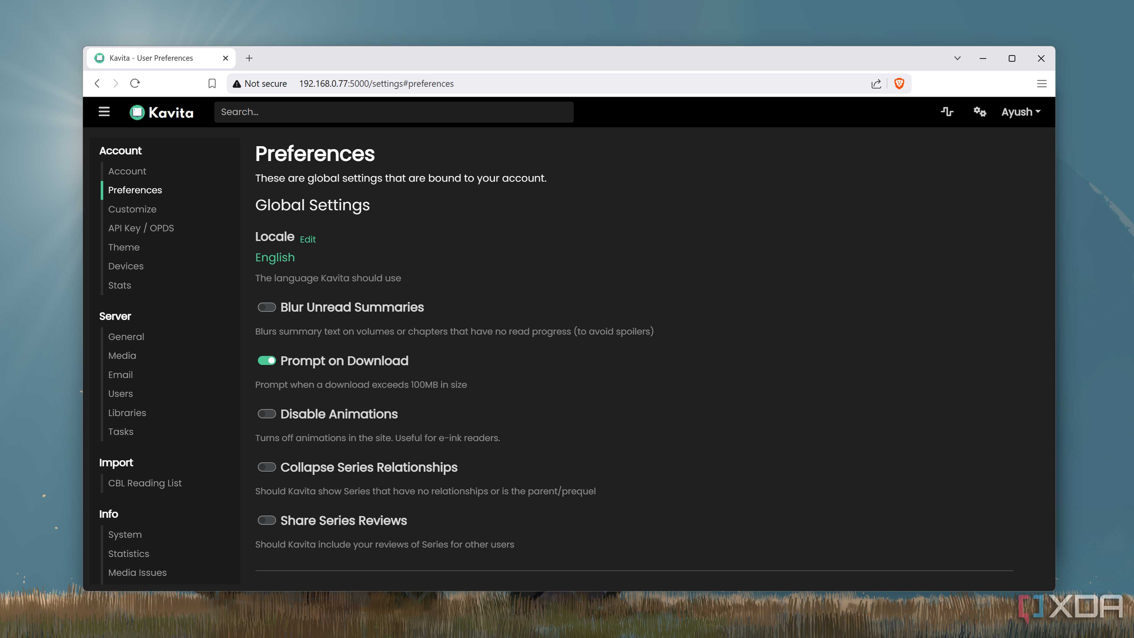 Running a self-hosted instance of Kavita