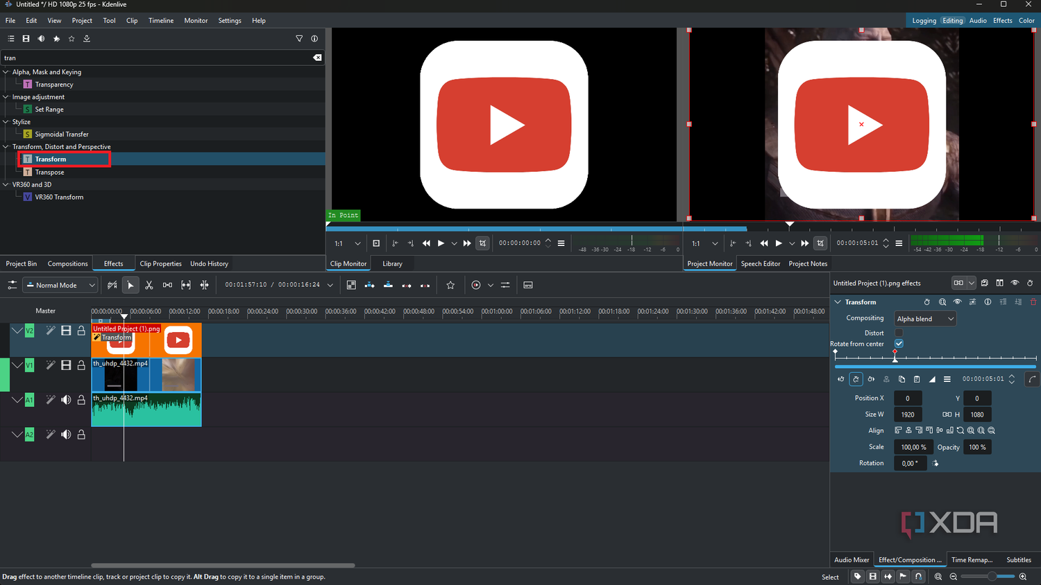 Kdenlive adding keyframe to clip