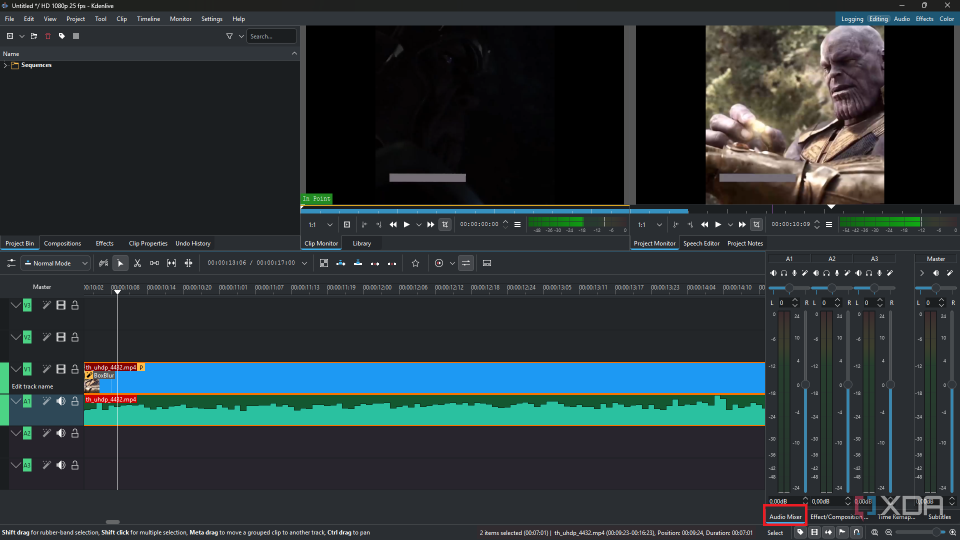 Kdenlive audio waveform