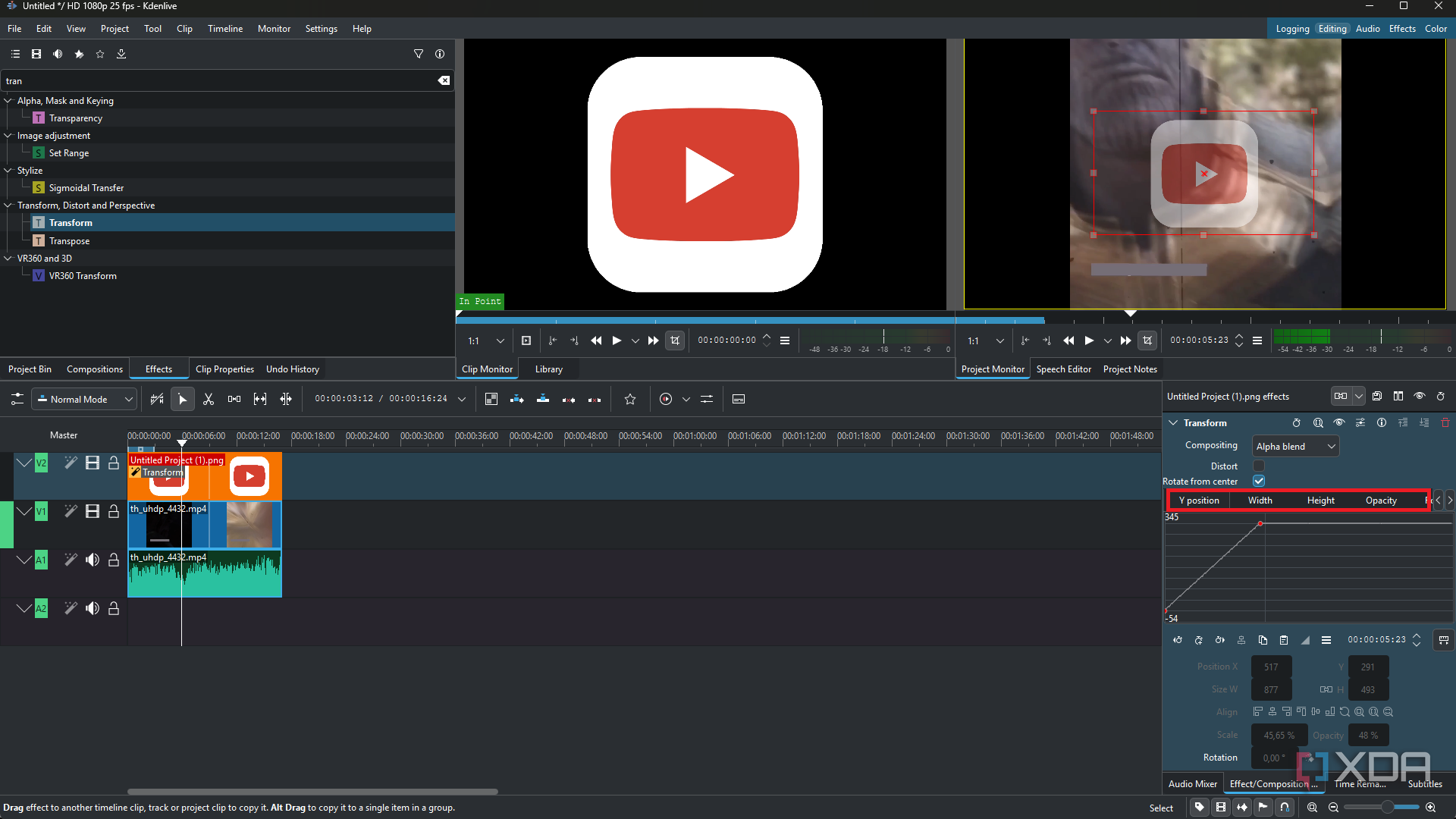 Kdenlive editing keyframe