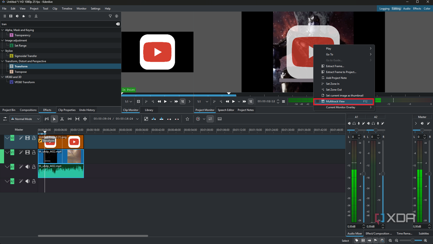 Kdenlive enable multi-track