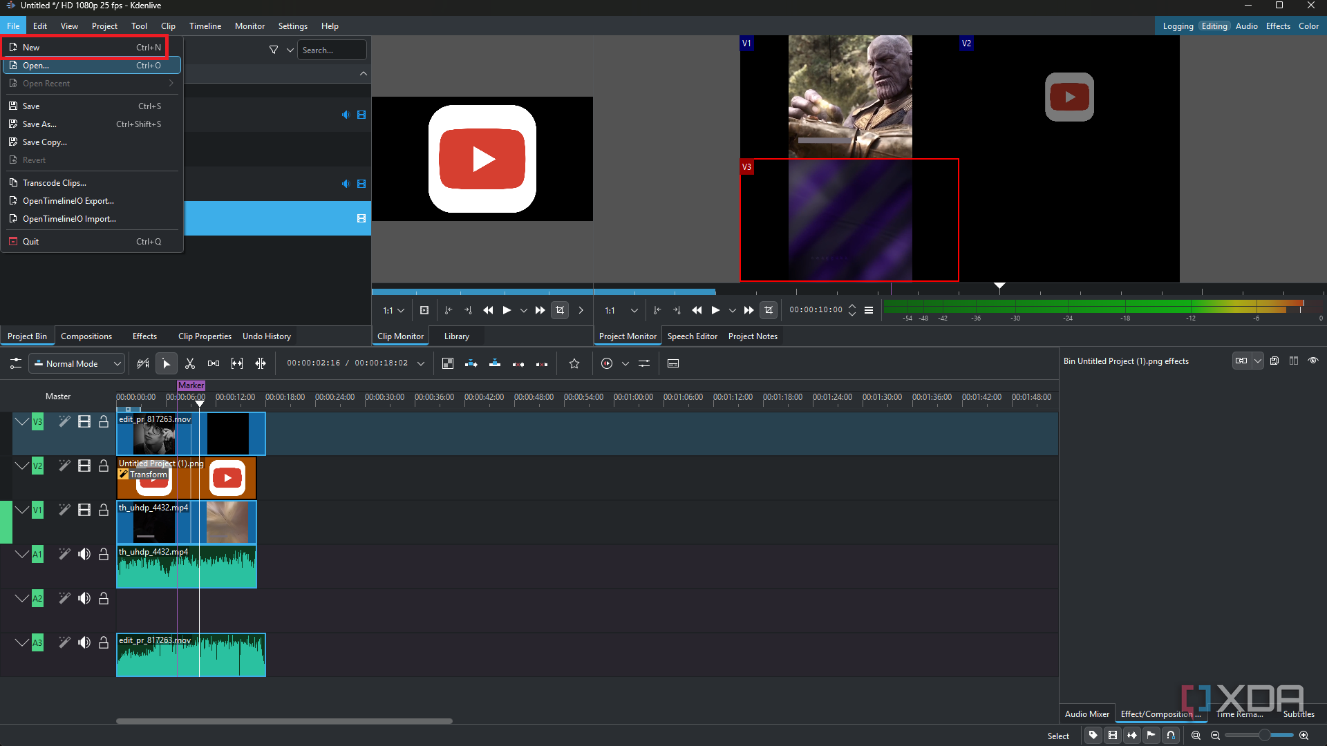 Kdenlive open file-1