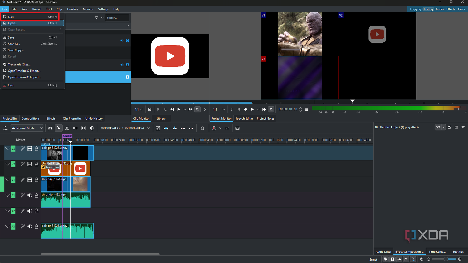 Kdenlive open file-1