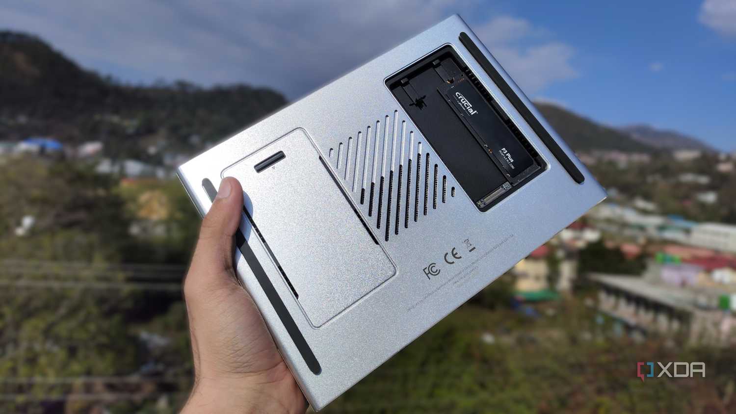A person holding the LincPlus LincStation N2 NAS