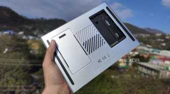 A person holding the LincPlus LincStation N2 NAS