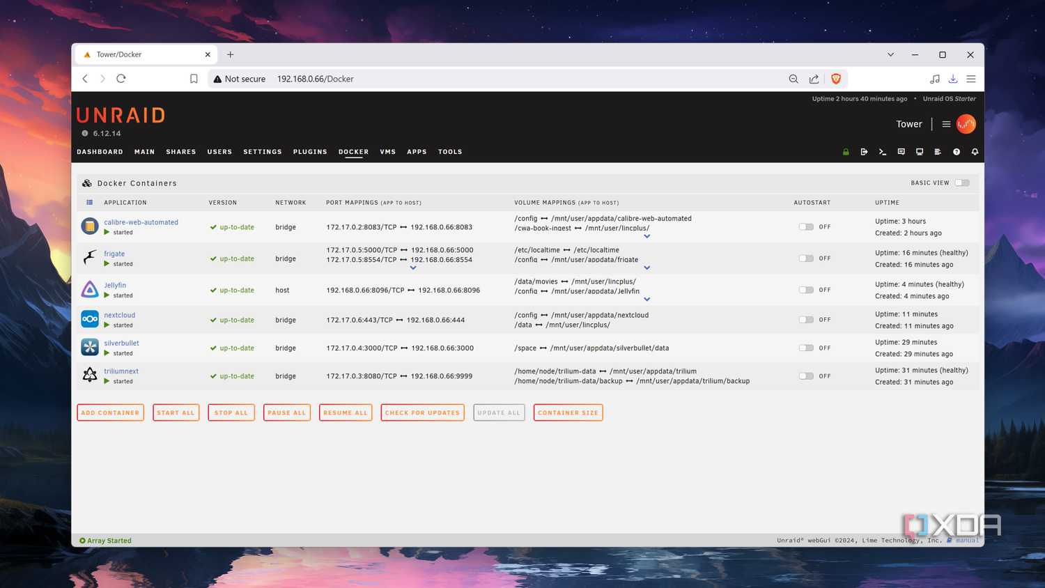 Running container on Unraid