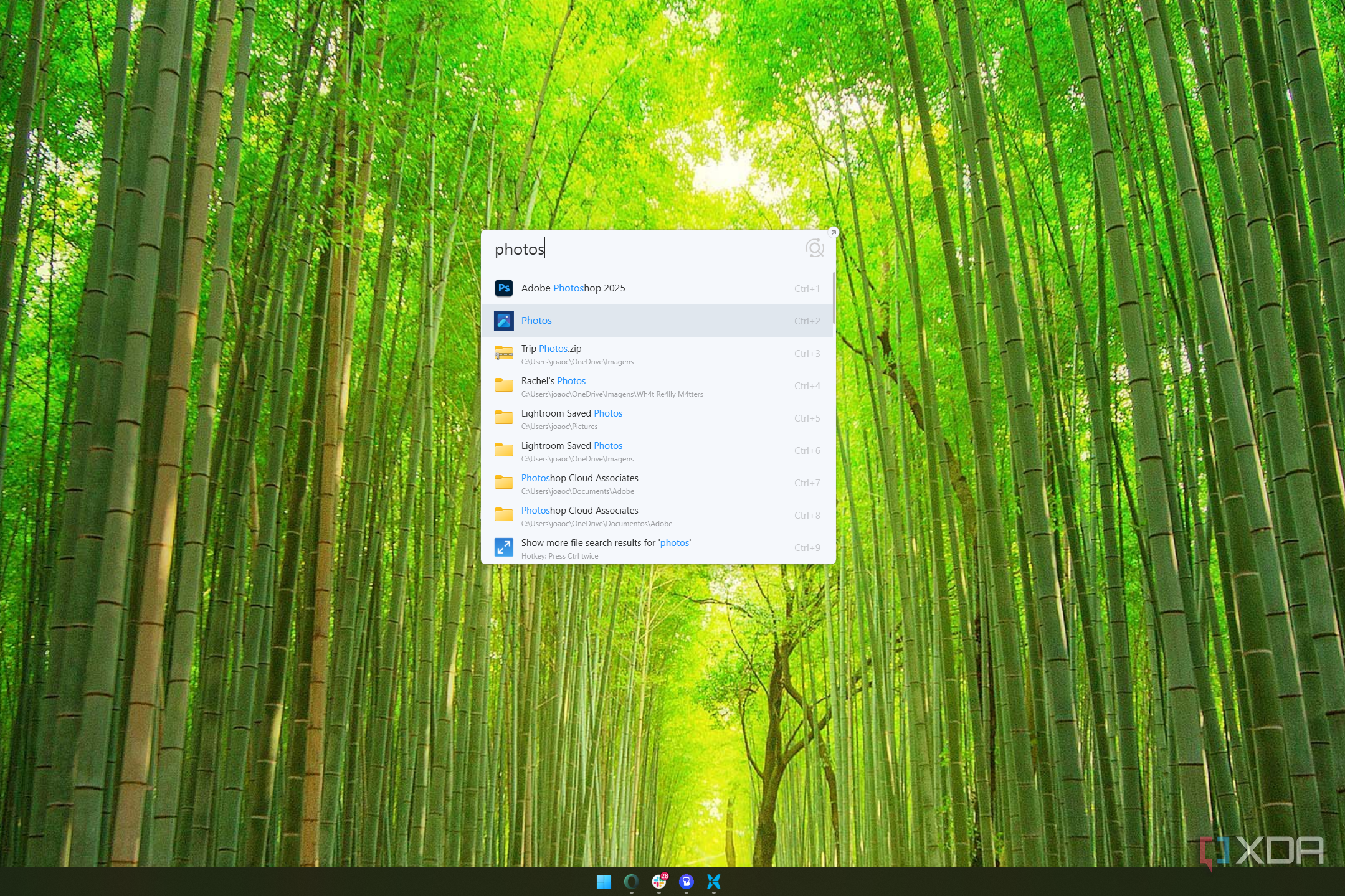 Screenshot of the launch bar in Listary showing results for the term "photos"
