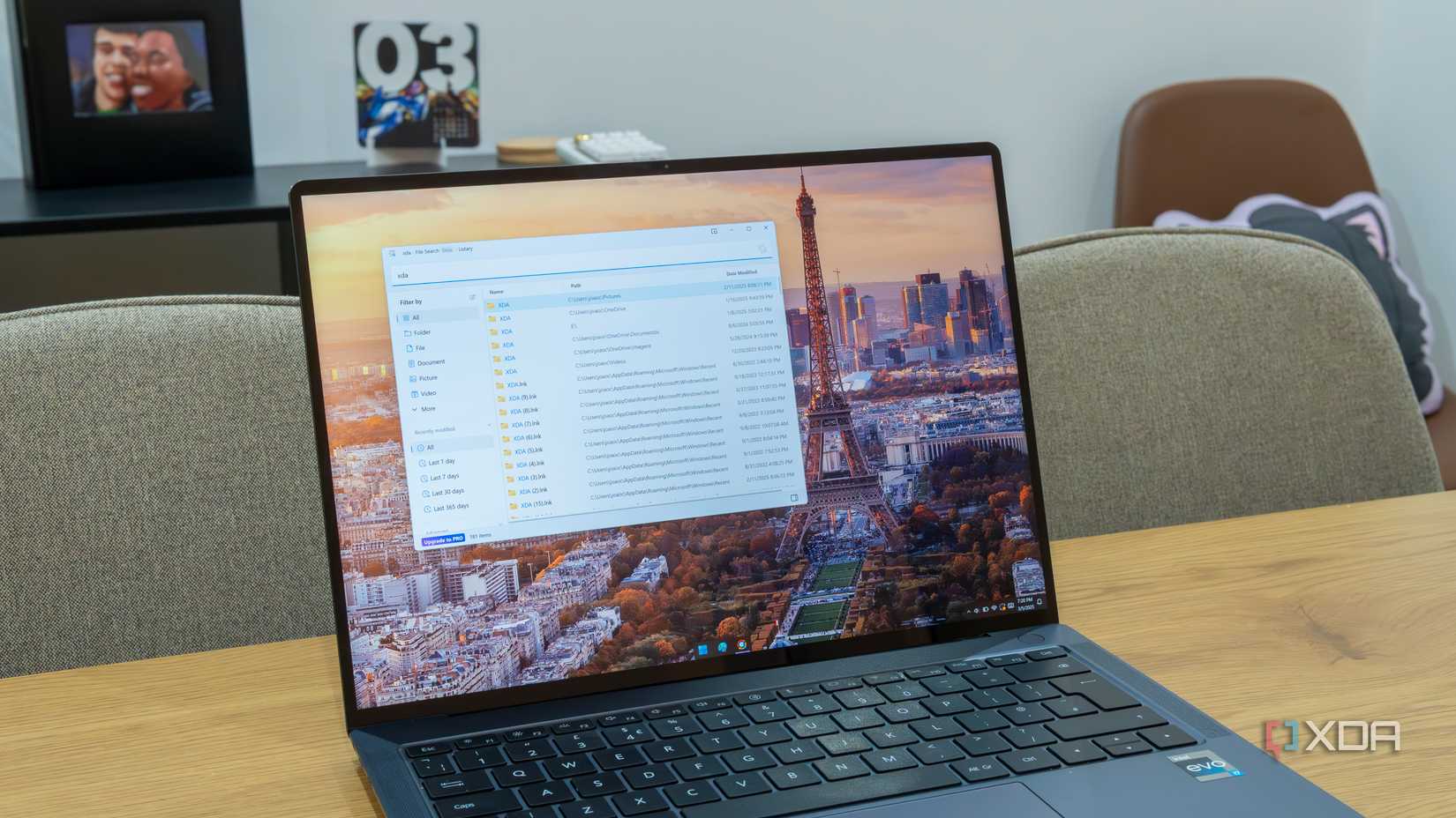 A Windows 11 laptop displaying results for a file search in Listary