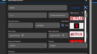 logo web search in wallos