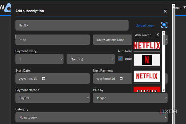 logo web search in wallos