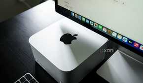 The Mac Studio sitting on a desk.