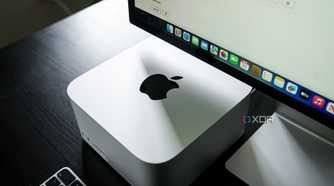 The Mac Studio sitting on a desk.