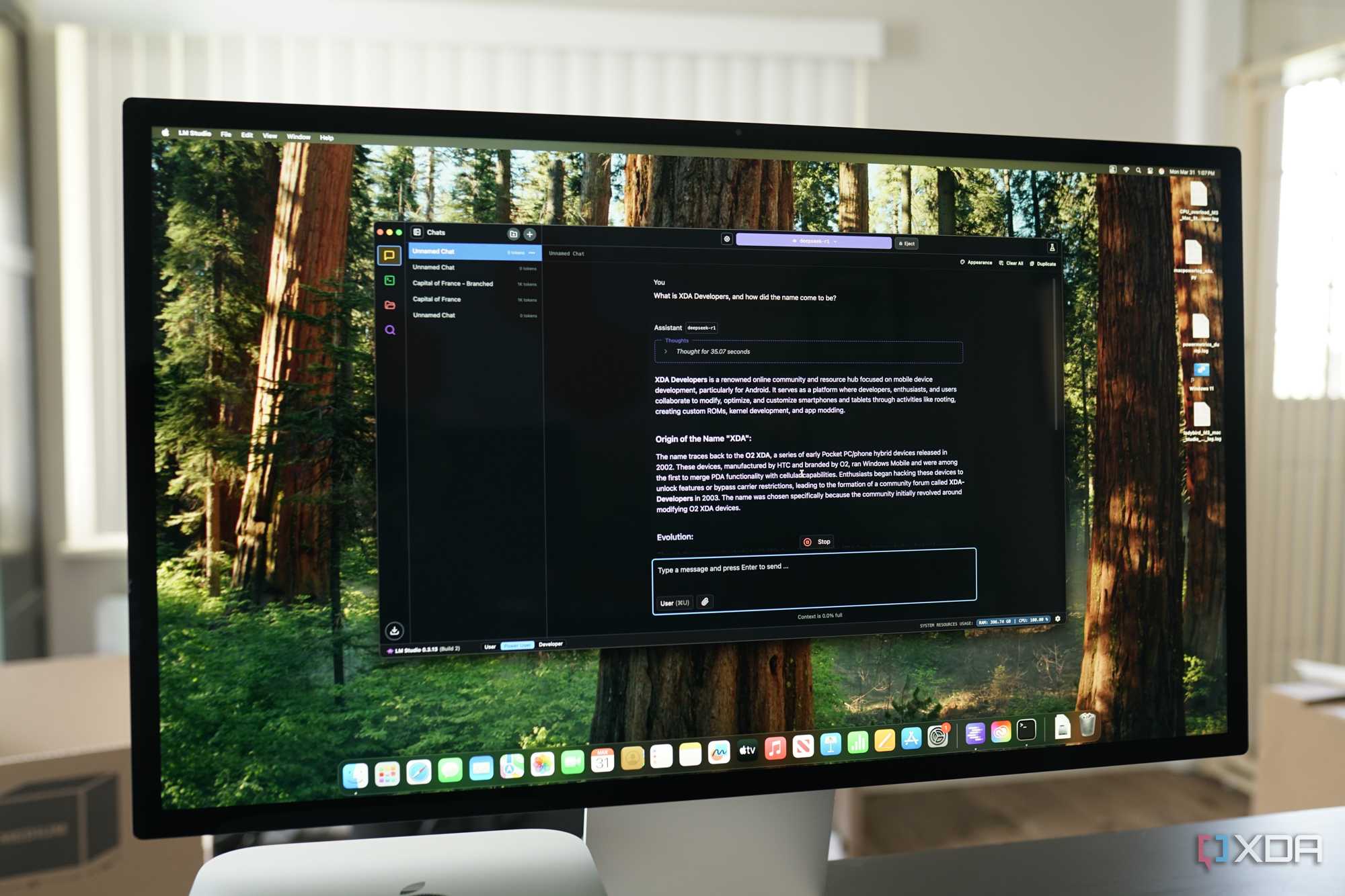DeepSeek running on the Mac Studio.