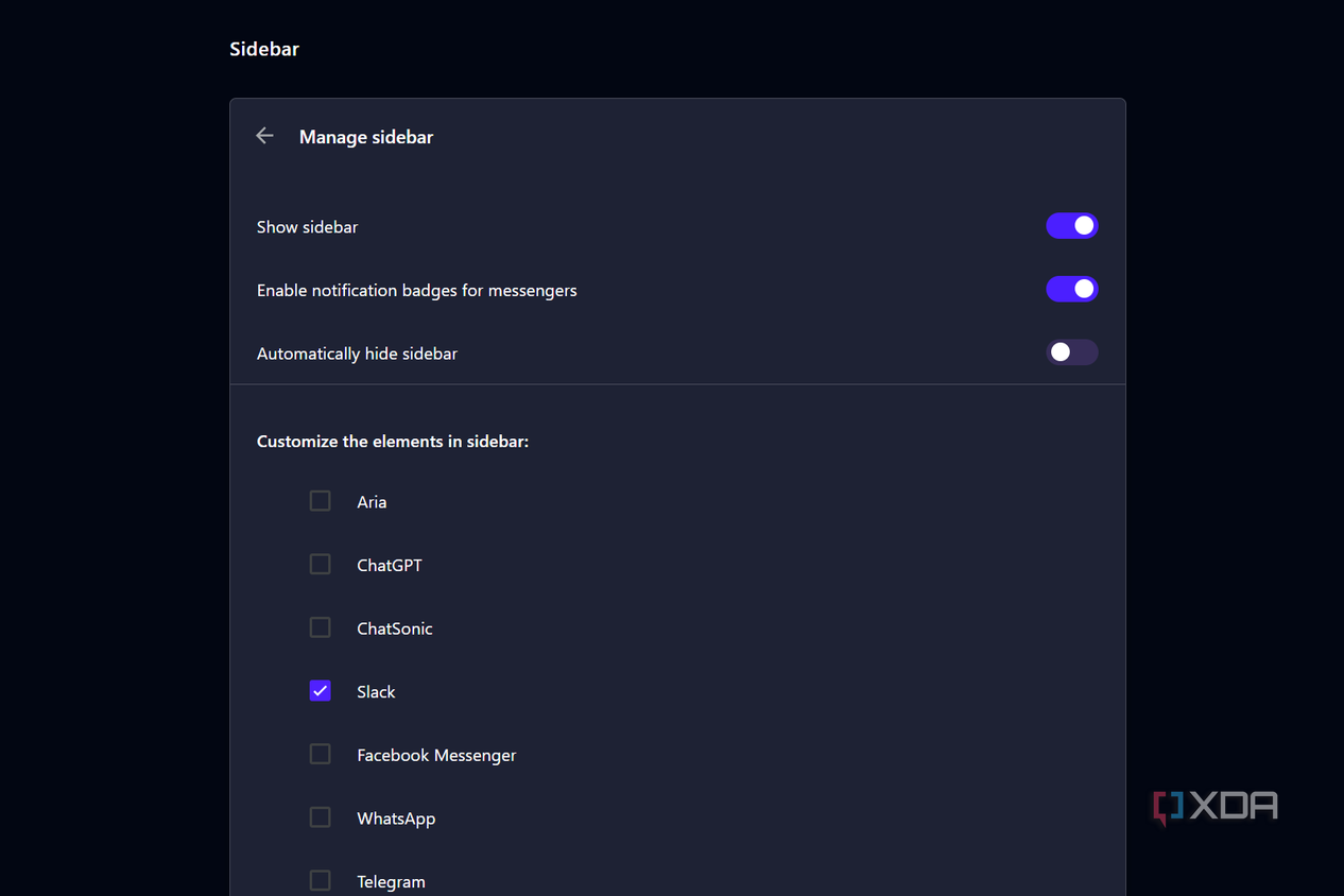 managing sidebar apps in opera