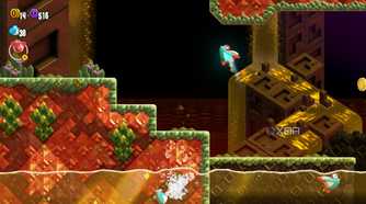 Yoshi swimming in Super Mario Brothers Wonder