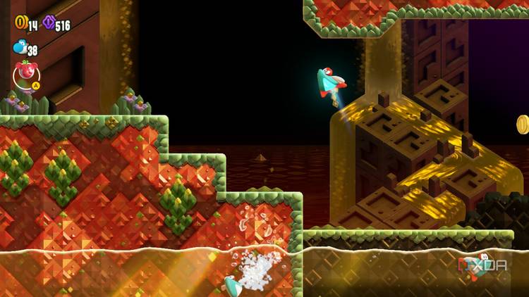 Yoshi swimming in Super Mario Brothers Wonder