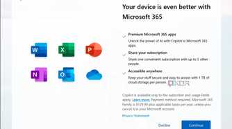 A Microsoft 365 ad shown during the Windows 11 setup process