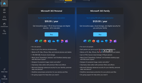 two boxes comparing the microsoft 365 personal and family plans