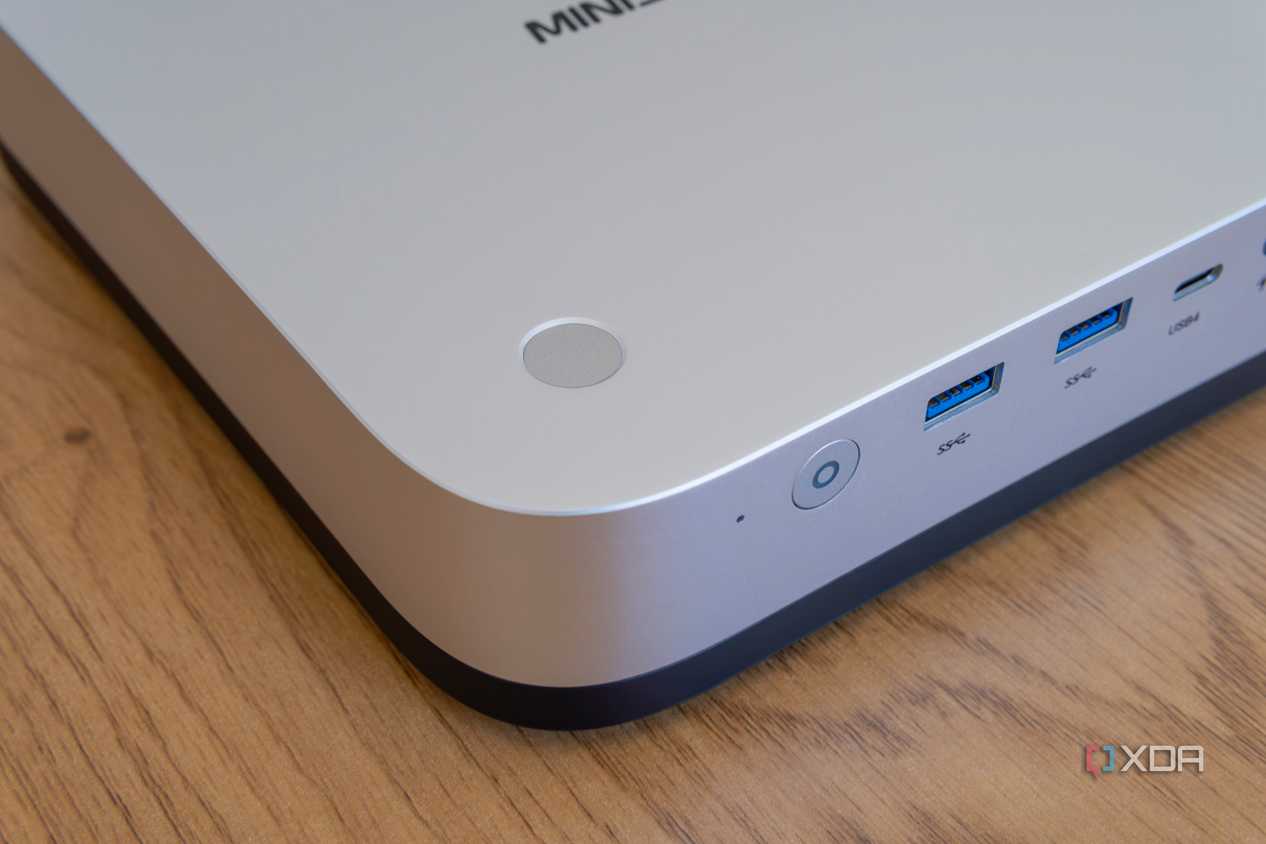 Close-up of the fingerprint reader on the Minisforum AI X1 Pro