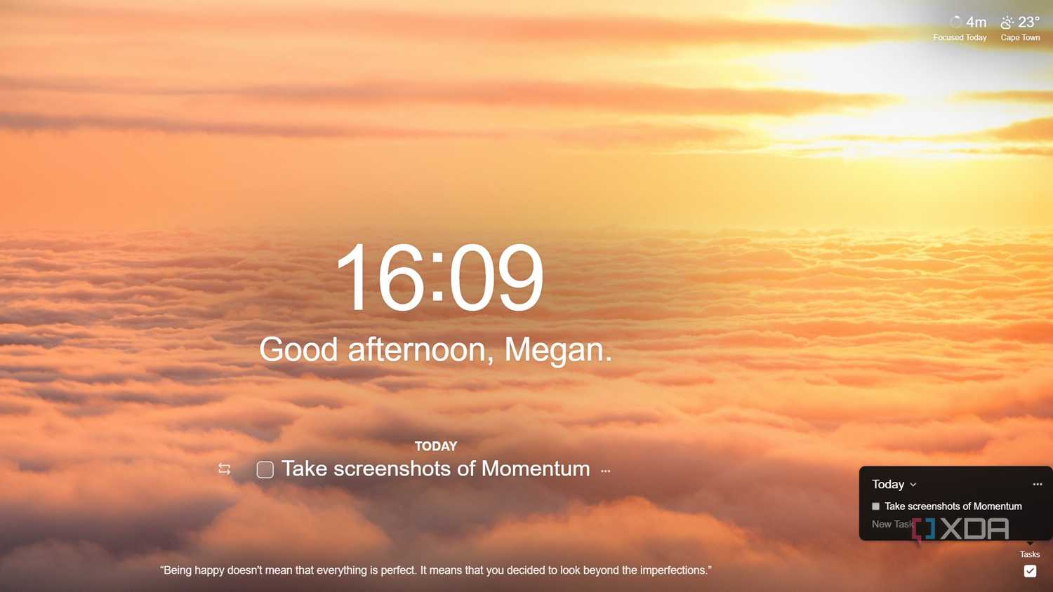 momentum dashboard with tasks
