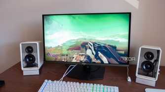 MSI 272URX QD-OLED on a desk