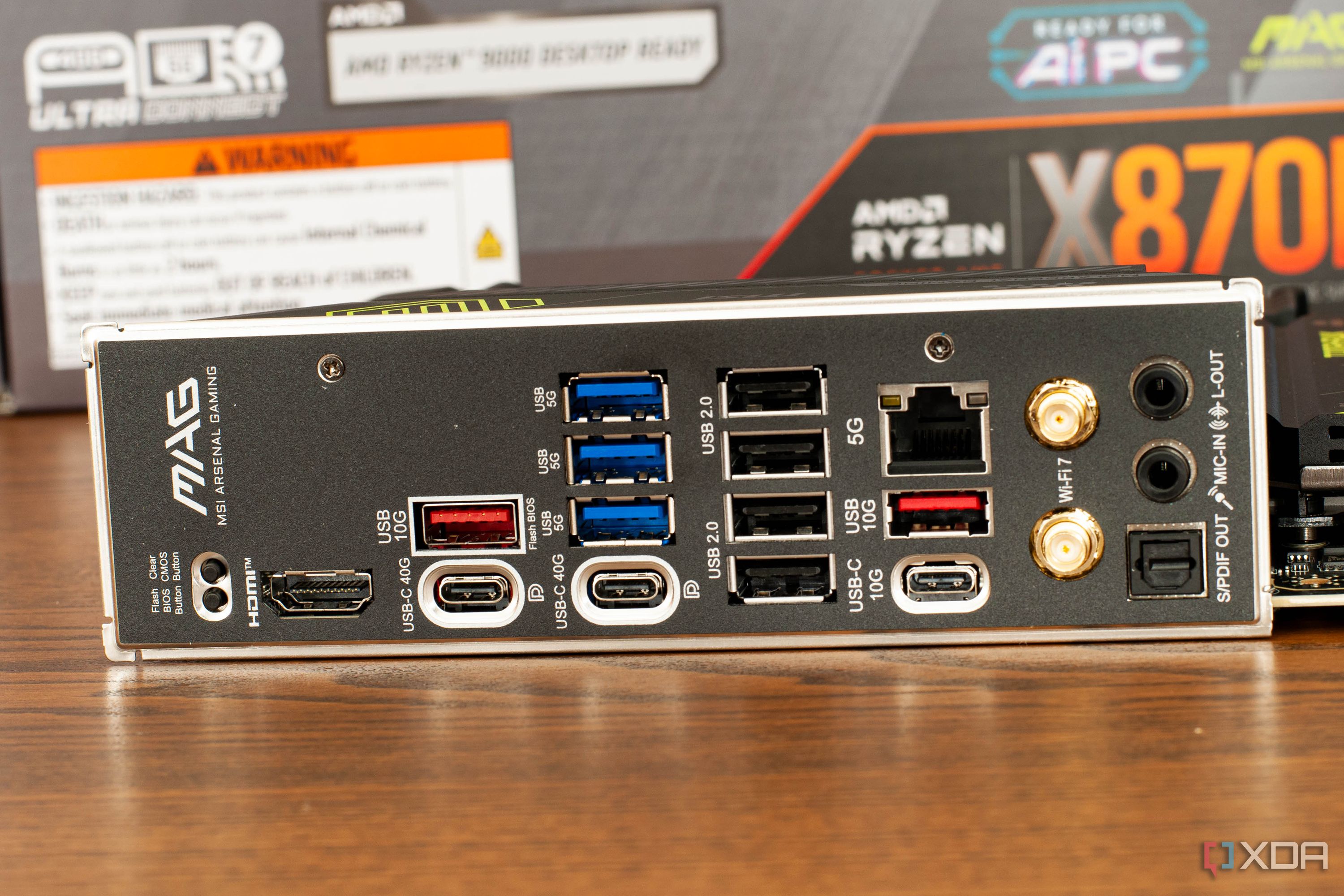 MSI motherboard on desk