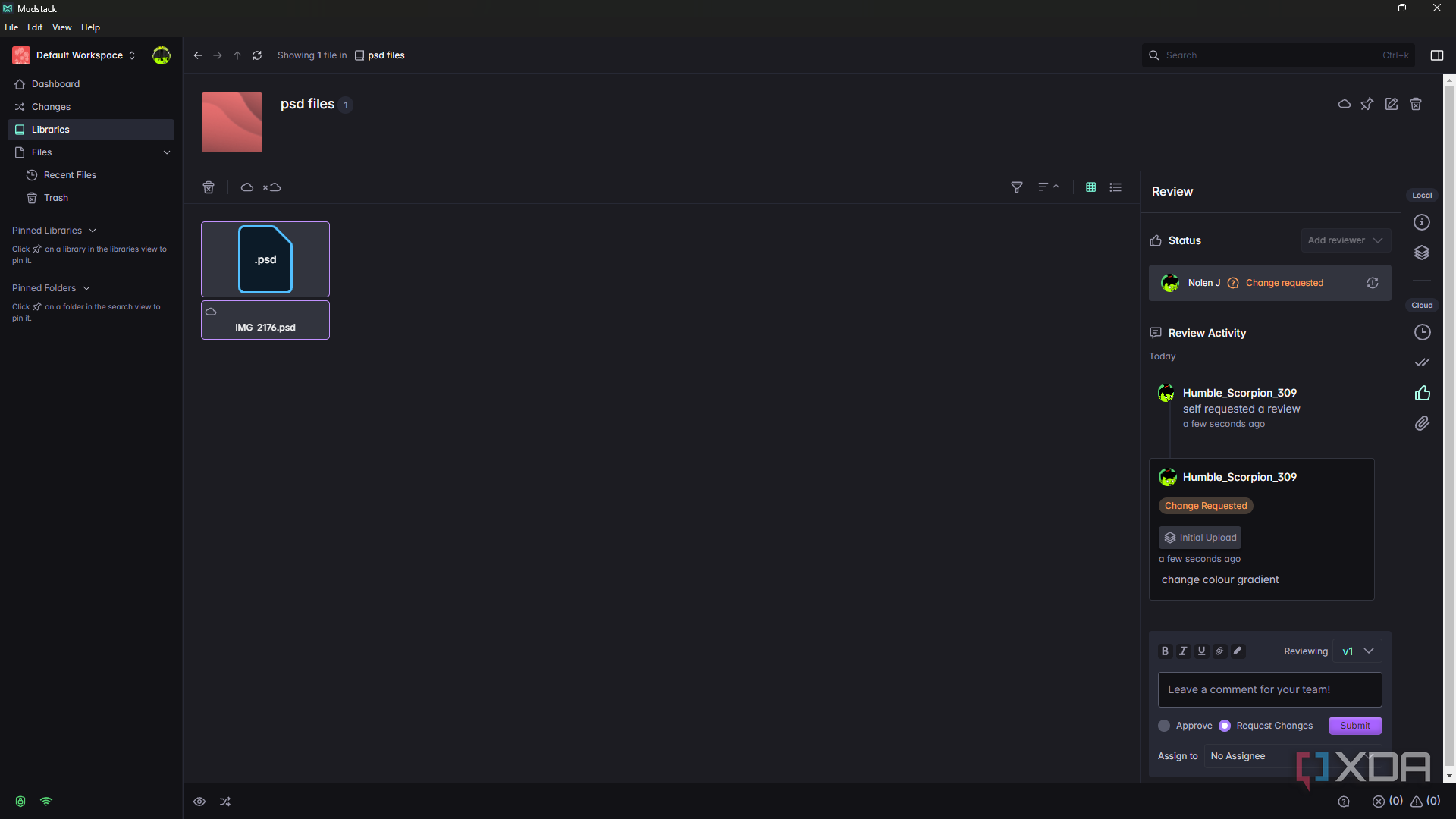 Mudstack adding comments to file