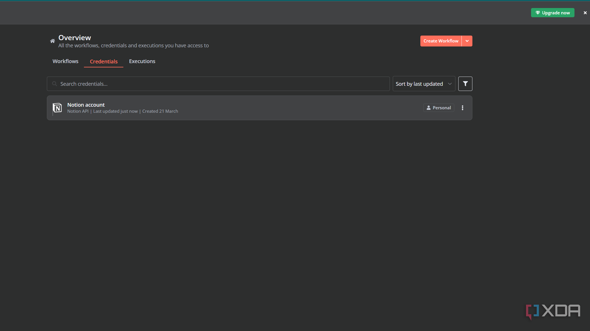 n8n account with notion api integrated