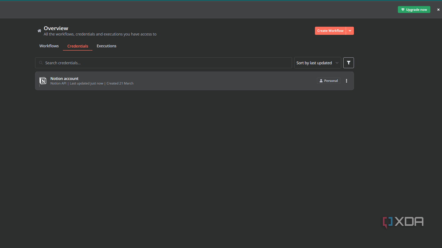 n8n account with notion api integrated