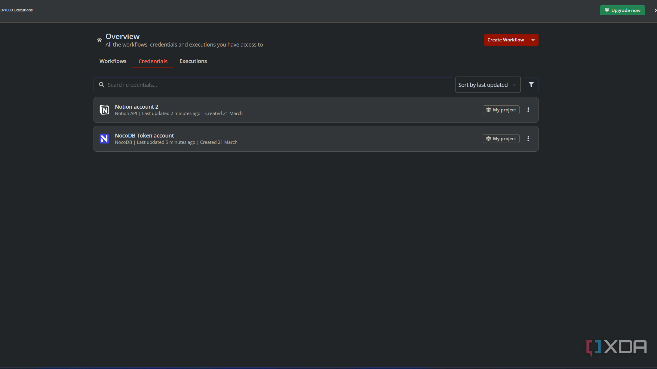 a n8n account with nocodb and notion integrations