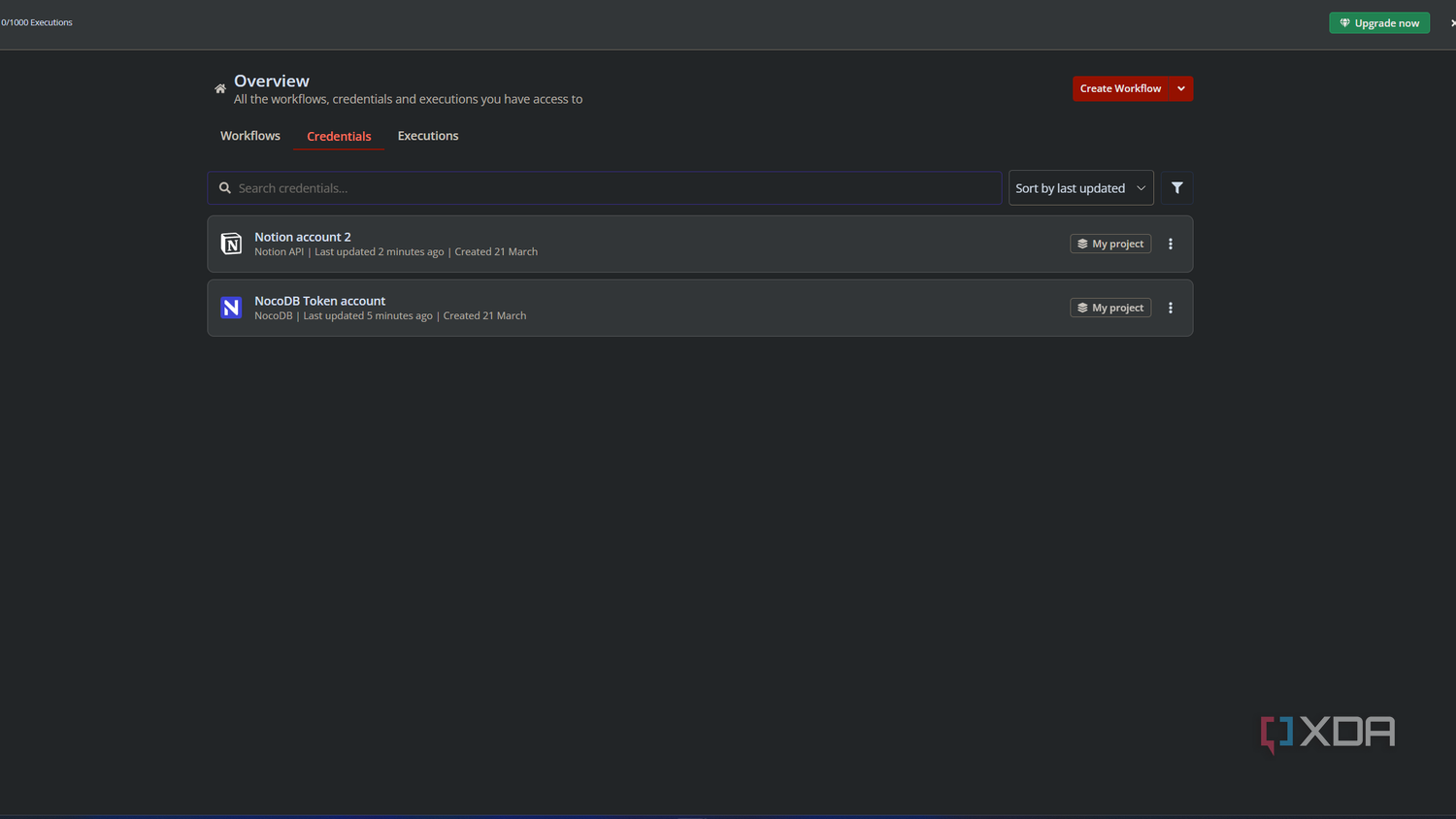 a n8n account with nocodb and notion integrations
