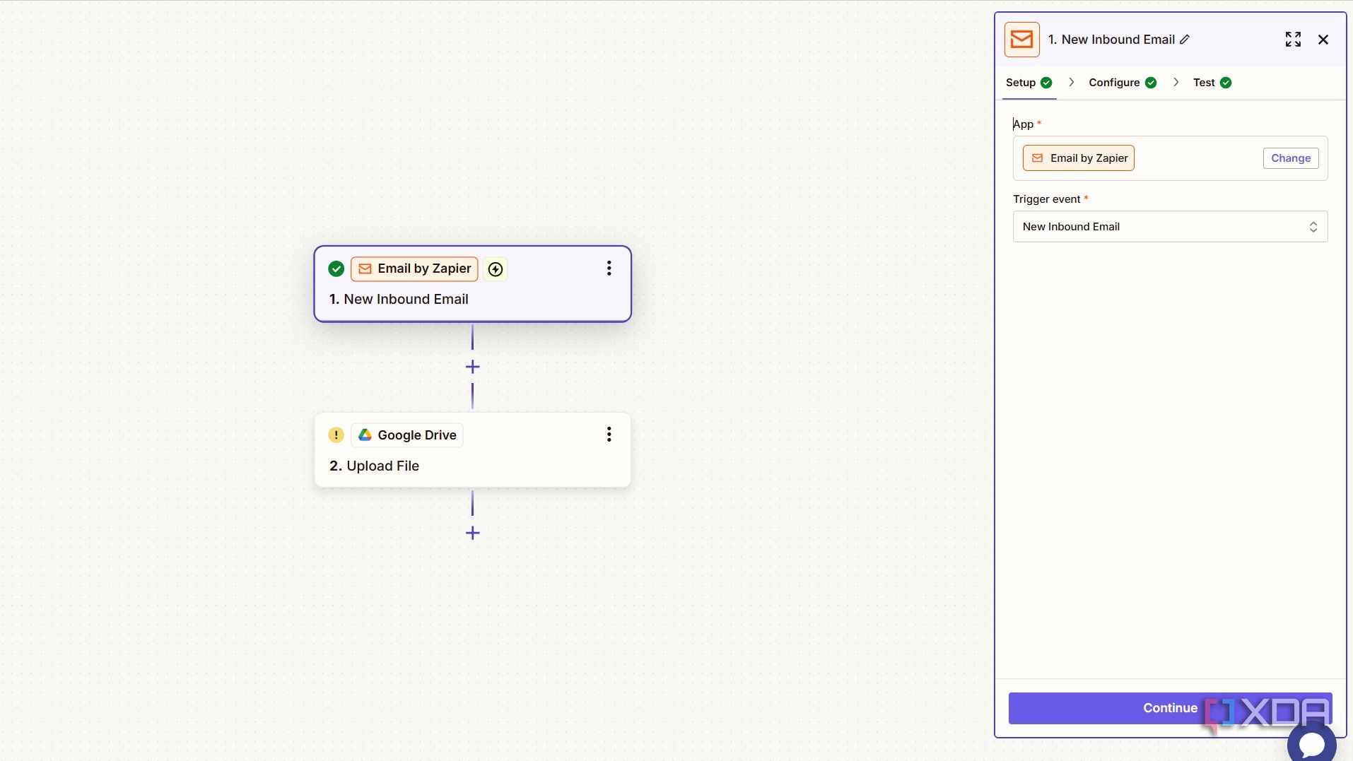 new inbound email trigger in zapier