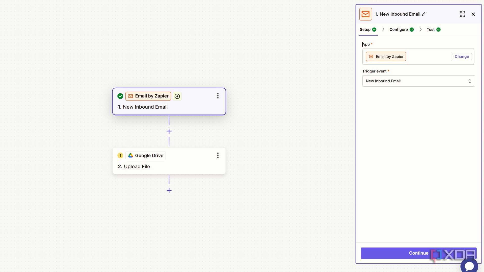 new inbound email trigger in zapier