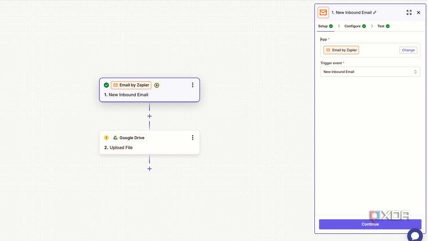 new inbound email trigger in zapier