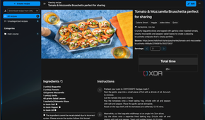 Nextcloud Cookbook, showing a Tomato & Mozzarella Bruschetta