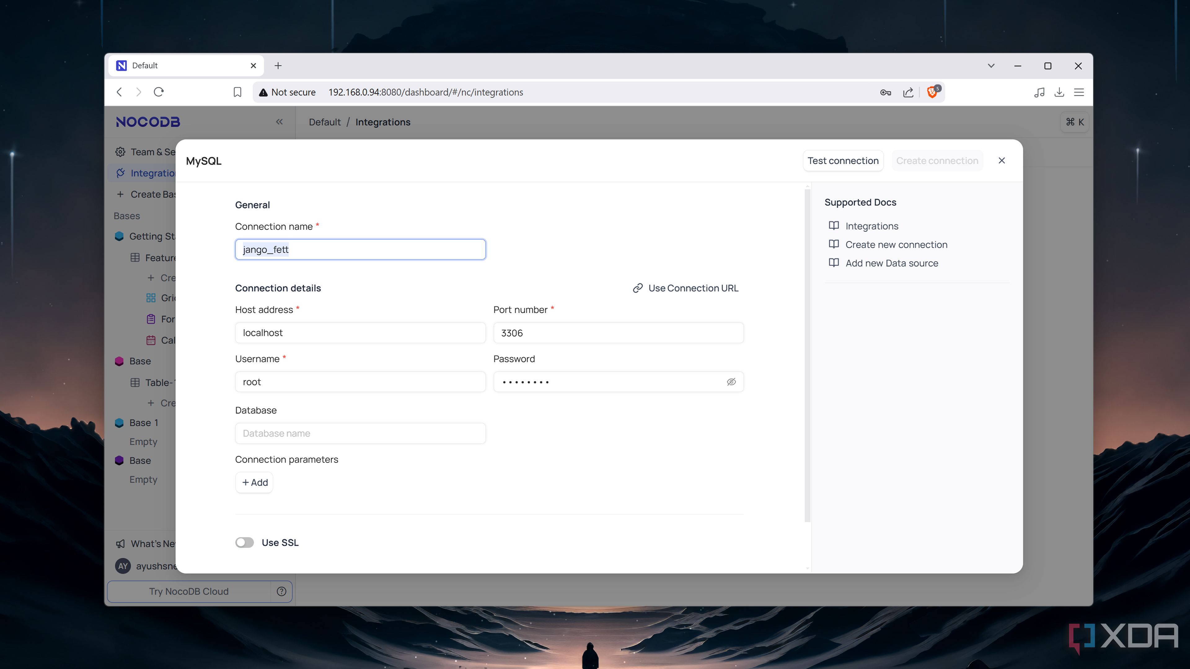 Adding a new data source to NocoDB