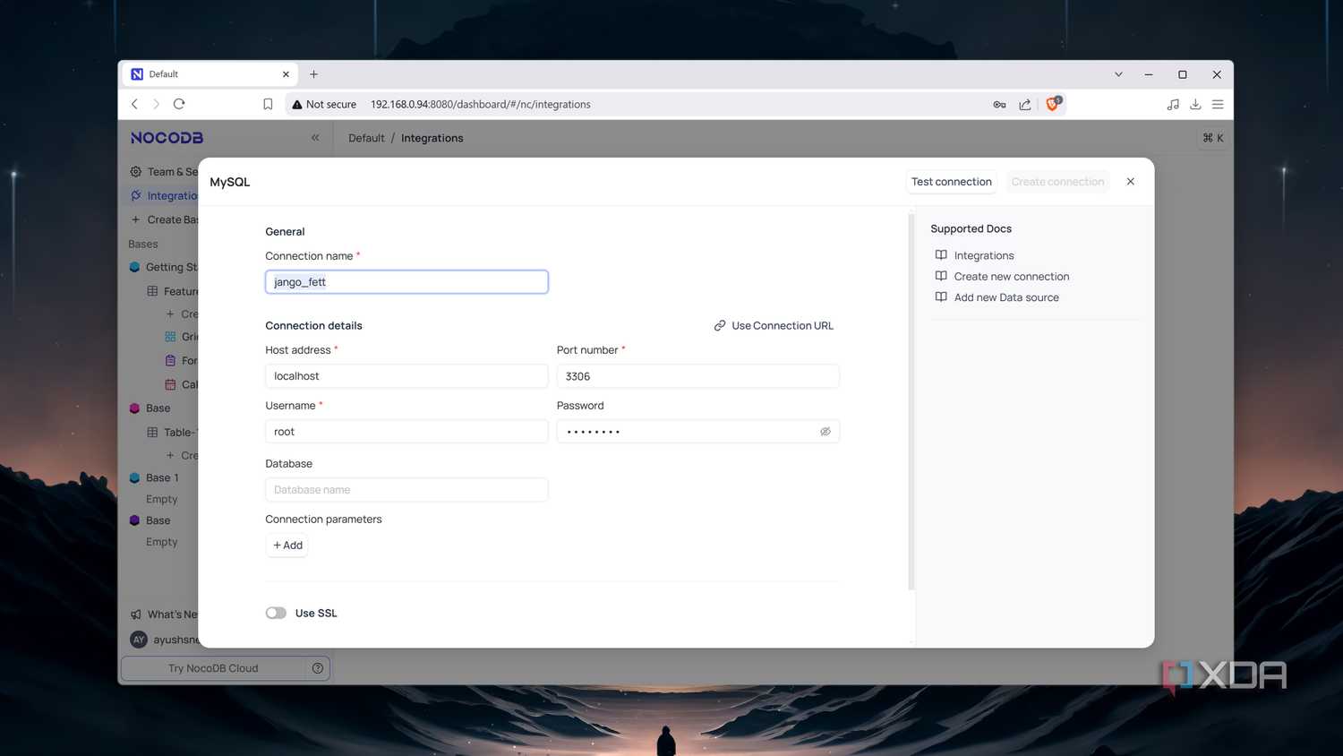 Adding a new data source to NocoDB