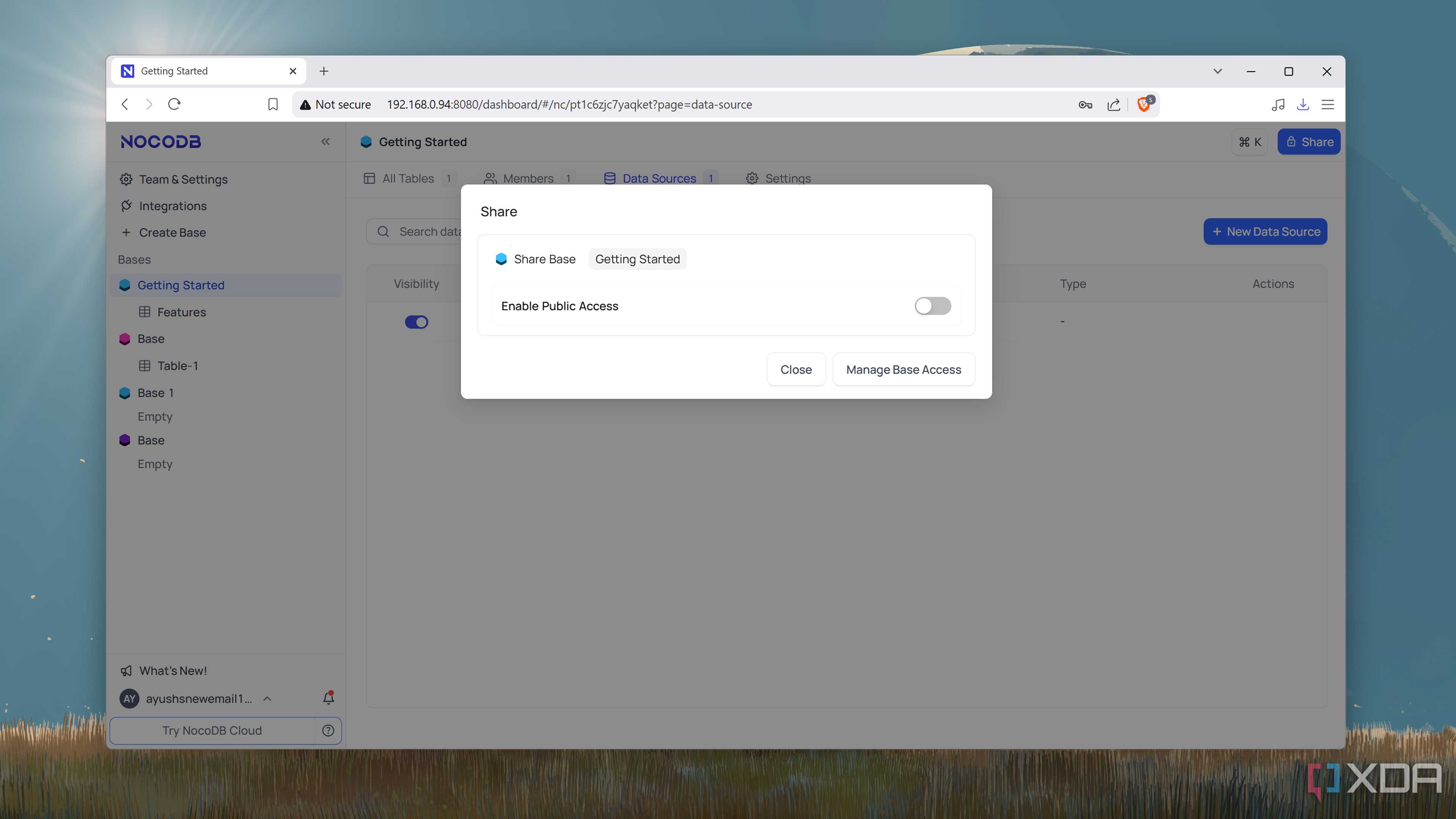 Sharing a database on NocoDB
