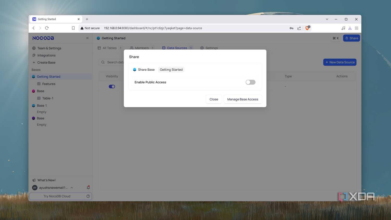 Sharing a database on NocoDB