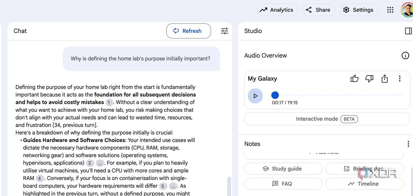 NotebookLM audio description