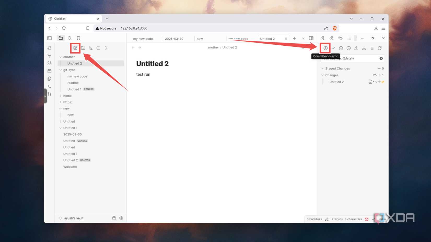 Syncing an Obsidian note file with GitHub