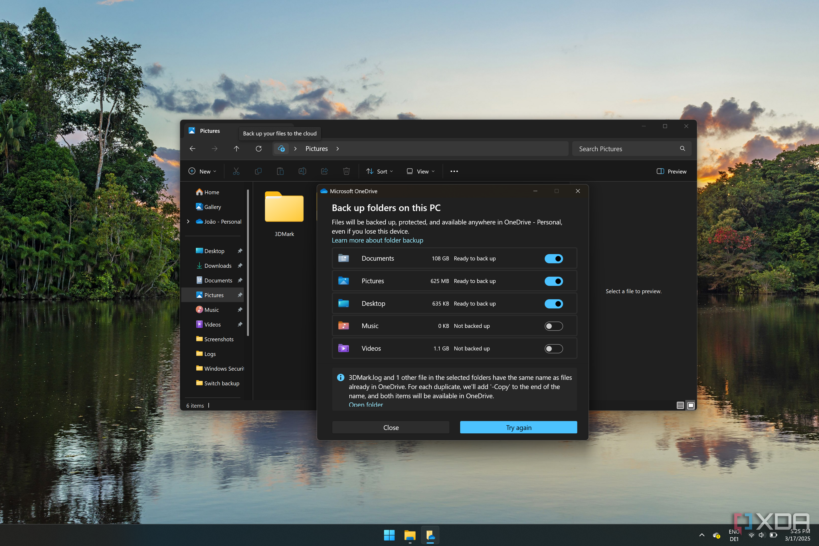 Screenshot of File Explorer and OneDrive on Windows 11