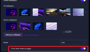 option to force dark mode on opera browser