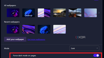option to force dark mode on opera browser