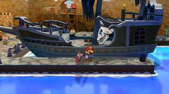 Mario and Yoshi at the harbor Paper Mario: The Thousand Year Door
