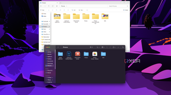 Screenshot of Finder and the Windows 11 File Explorer open on a macOS desktop