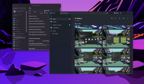 Screenshot of the Windows 11 Photos app open next to the macOS Settings app on a Mac