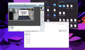 Screenshot of two Windows apps open next to Forklift for macOS on a Mac