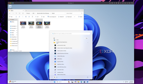Screenshot of macOS showing a Windows 11 virtual machine with the Start menu open showing Mac apps