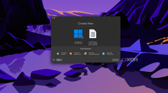 Screenshot of Parallels Desktop showing options for setting up a VM